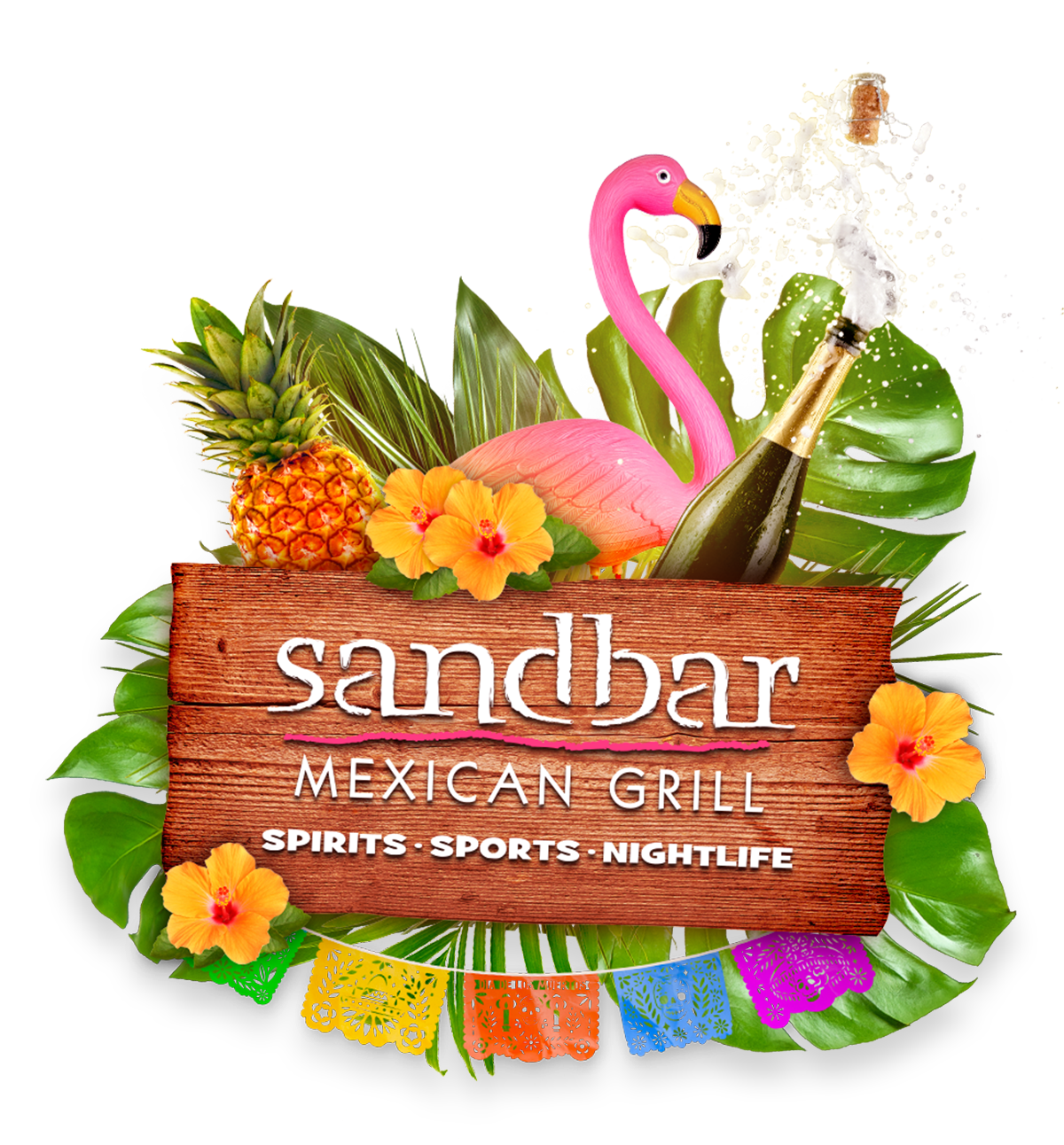 Sandbar Logo with Tropical Decoration